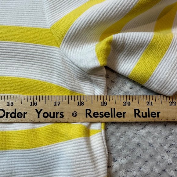 Talbots Tops Womens Size Medium White Yellow Boat Neck Stripes Short Sleeves - Picture 7 of 11